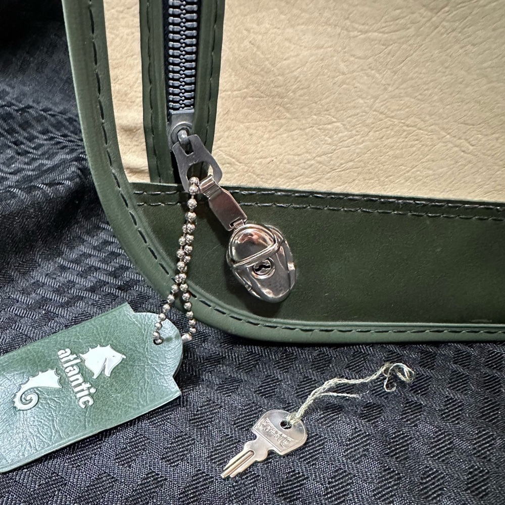 Vintage Grasshopper Suitcase Cream and Green Classic Soft Sided Stiff Frame MCM - Picture 5 of 16